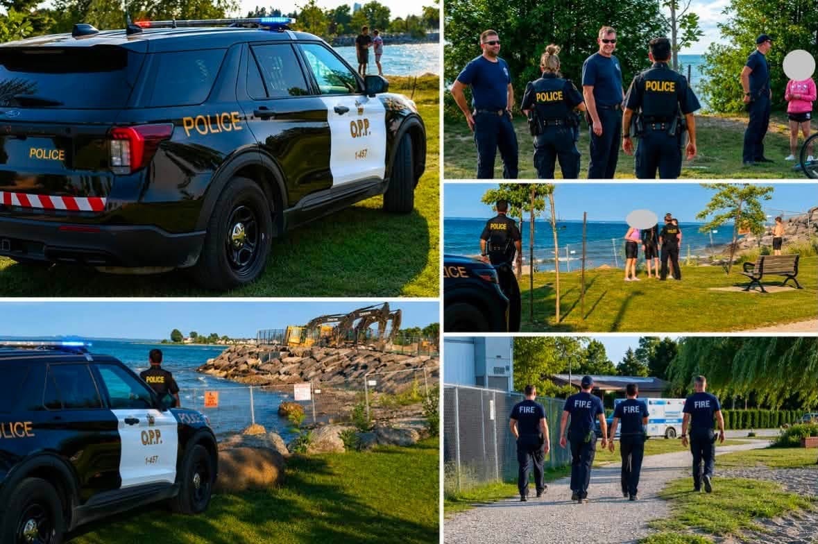 OPP cruiser at the Collingwood waterfront with officers on scene